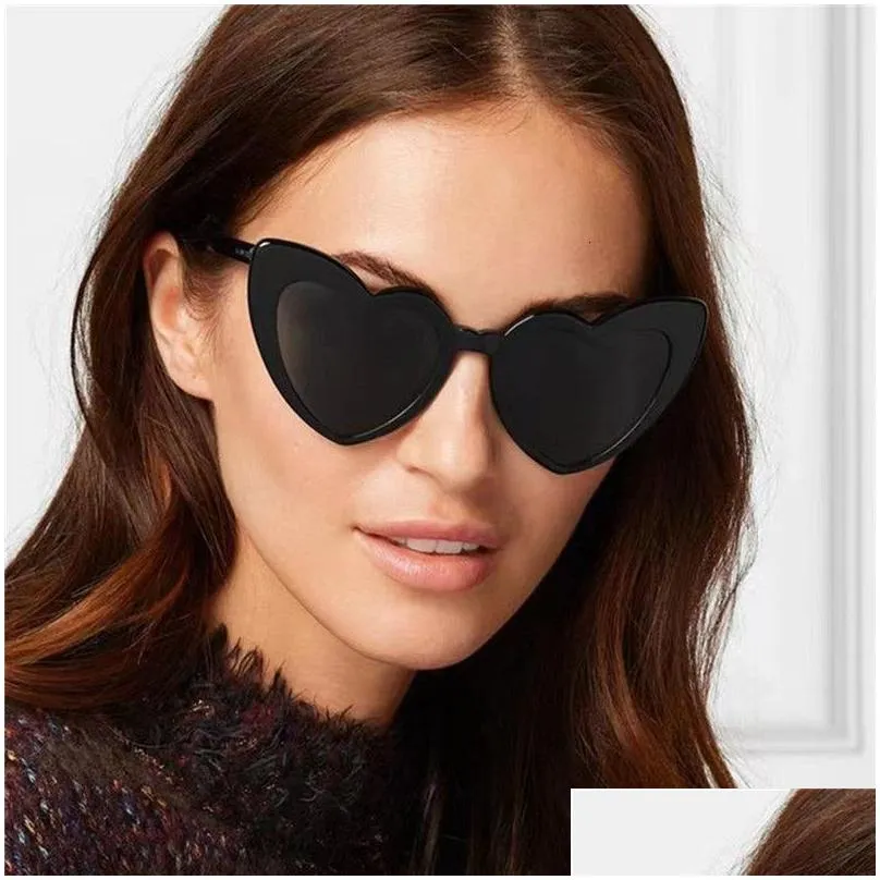 Sunglasses Frames Fashion Uv400 Protection Non Polarized Women Love Heart Sun Glasses Clear Lens Cycing 230629 Drop Delivery Dhney