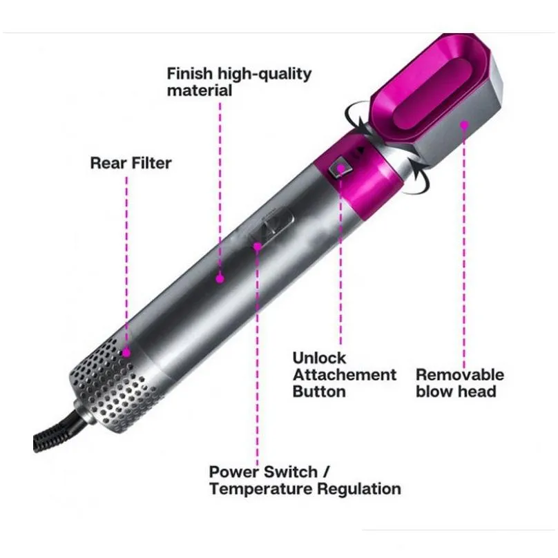 Other Health & Beauty Items Electric Hair Dryer 5 In 1 Heat Comb Matic Curler Professional Curling Iron Air Brush For Household Stylin Dhwht