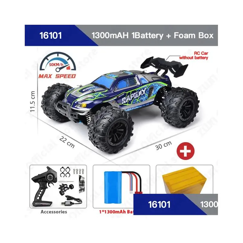 Electric/RC Car ZWN 1 16 70KM/H Or 50KM/H 4WD RC Car With LED Remote Control High Speed Drift Monster Truck for Kids vs Wltoys 144001 Toys