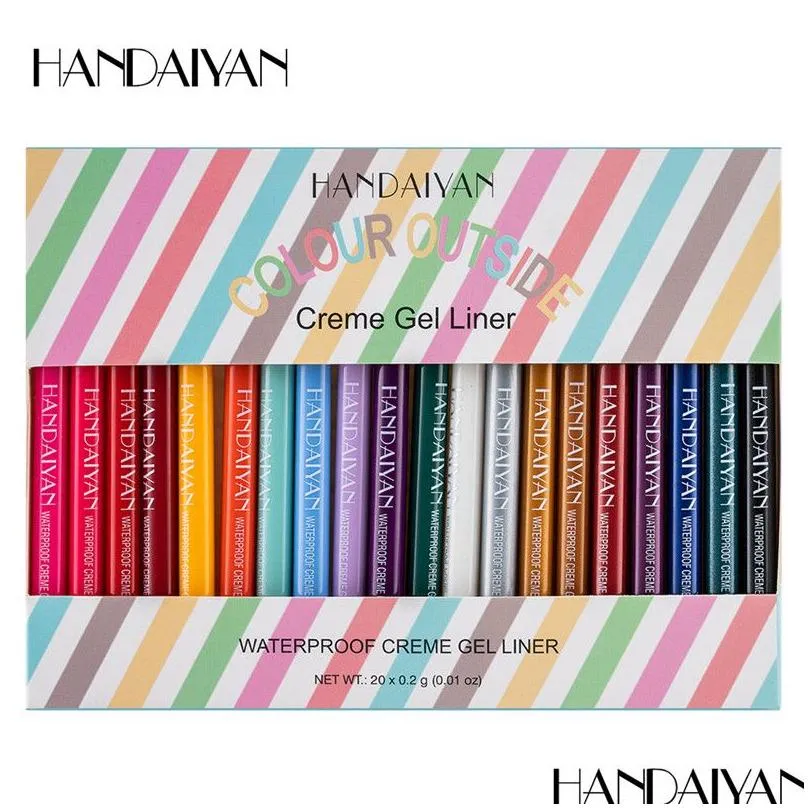 HANDAIYAN 20 Color Matte Eyeliner Gel Pencil Easy to Wear Colorful White Yellow Blue Eye Liner Pen Cream Makeup Cosmetics