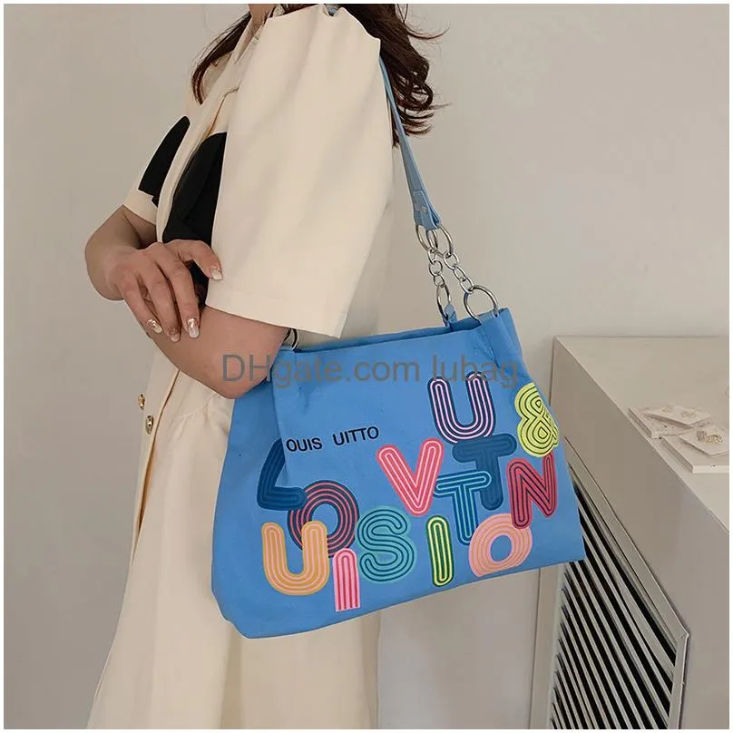 Shopping Bags Shop Luxury Designer Exhibition Canvas Bag Womens Large Capacity Ins Style Extremely Simple Shoder Fashion Tote Drop Del Ots4T