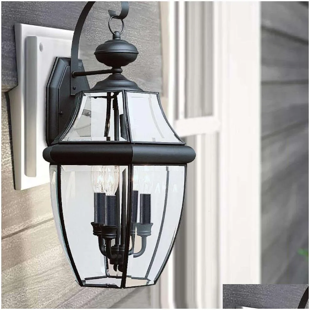 Solar Wall Lights Elegant And Durable Sea Gl Lighting 8040-12 Lancaster Outdoor Lantern With Three In Black Finish - Perfect For Dro Dhucb
