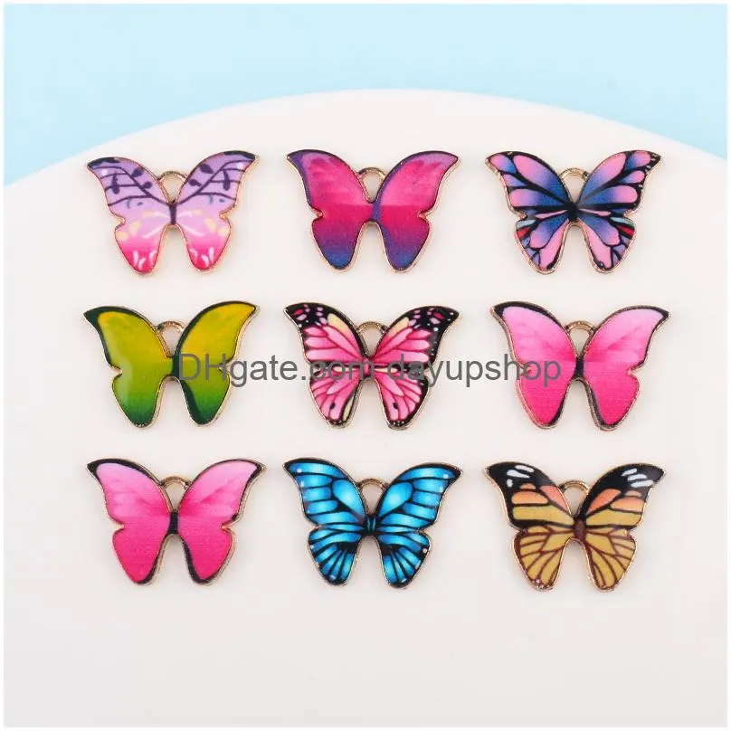 Charms Fashion Colorf Butterfly Clasp Diy Pendants Jewelry Accessories Alloy Drip Oil Keychain Drop Delivery Findings Components Otfvk