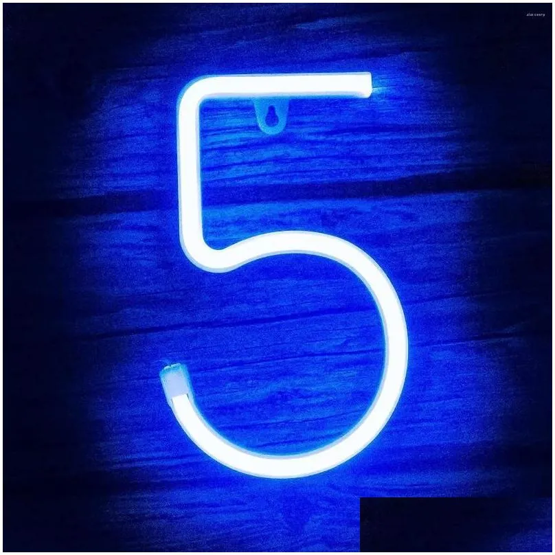 Night Lights Arabic Numerals Neon Led Alphabet Numbers Decorative Light Up Words For Wedding Christmas Birthday Party Home Shop Bar Dhczj
