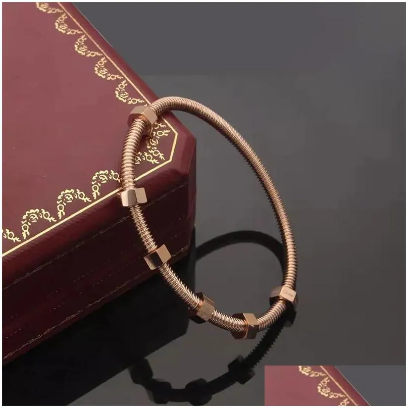 gold bracelet screw bracelet love bangle luxury jewelry rose gold silver black classic stainless steel jewelrys designers bangles bracelet gift for women