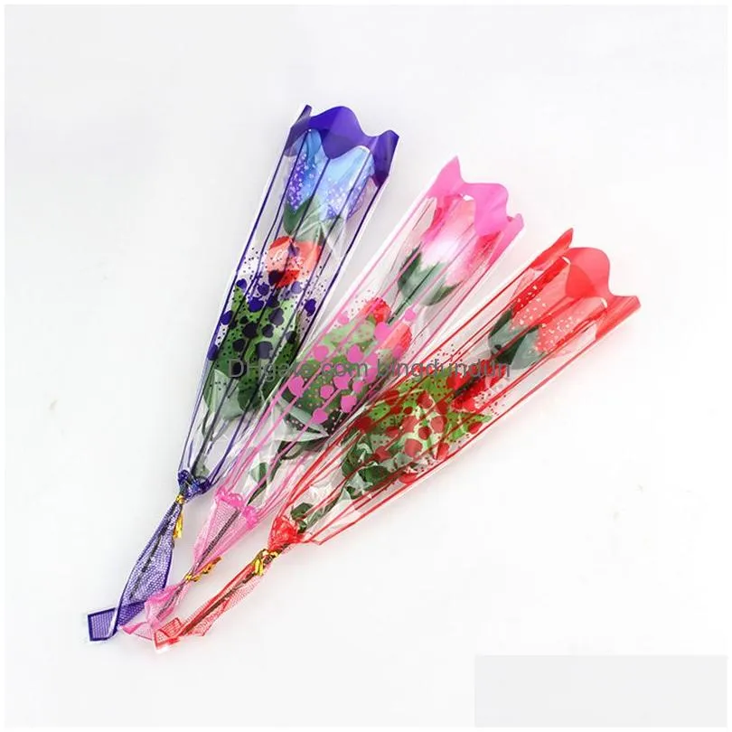 Valentine`s Day Party Supplies Led Colorful Cloth Rose Flower Luminous Flashing Wand Stick Decoration Bouquet Christmas Decor