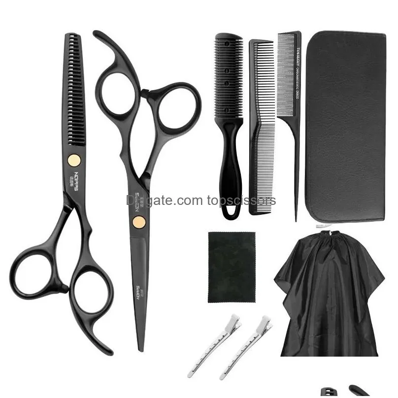 Hair Scissors Professional Hairdressing Set Barber Thinning Shears Cutting Tool Hairdresser 240228 Drop Delivery Dhvee