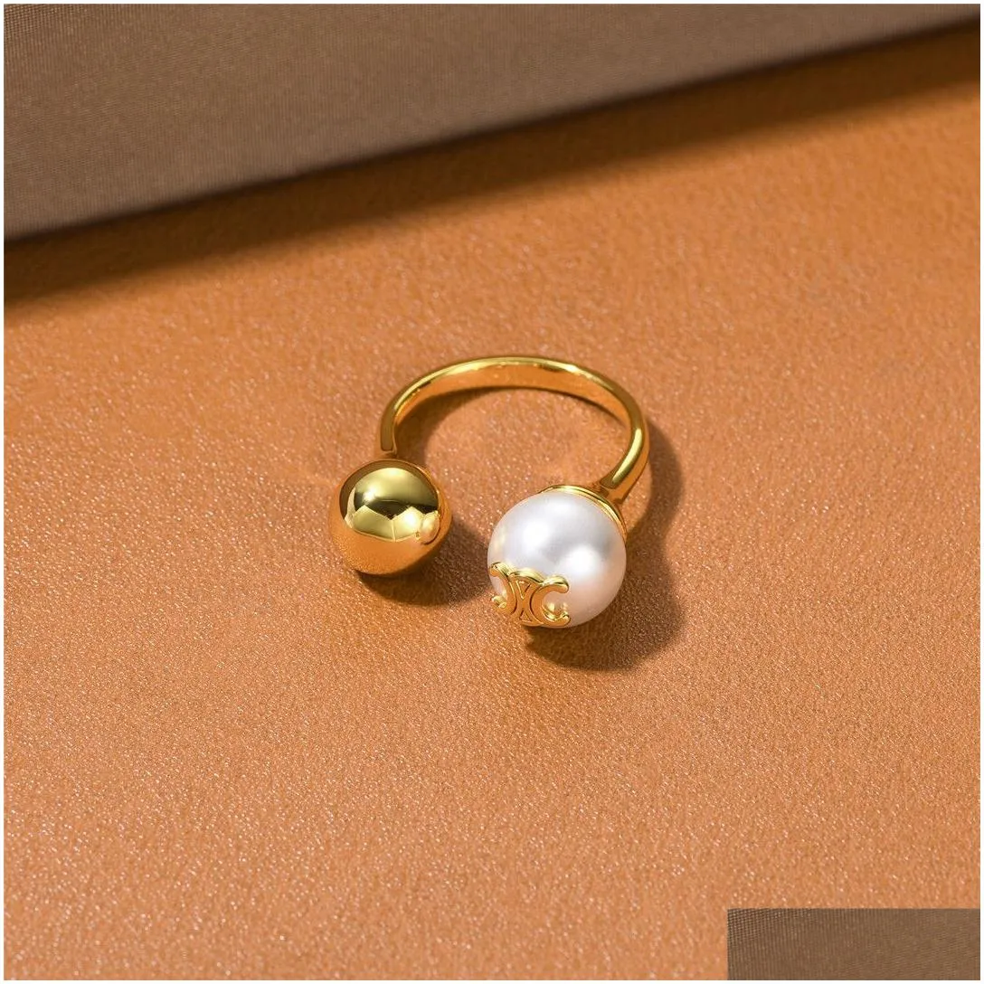18k gold simple bead open designer ring for women brand luxury pearl ball Chinese finger moissanite engagement wedding love rings anillos