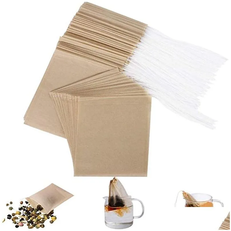 100Pcs/Lot Tea Filter Bag Coffee Tools Disposable Unbleached Paper Empty Infuser for Loose Leaf 6x8cm