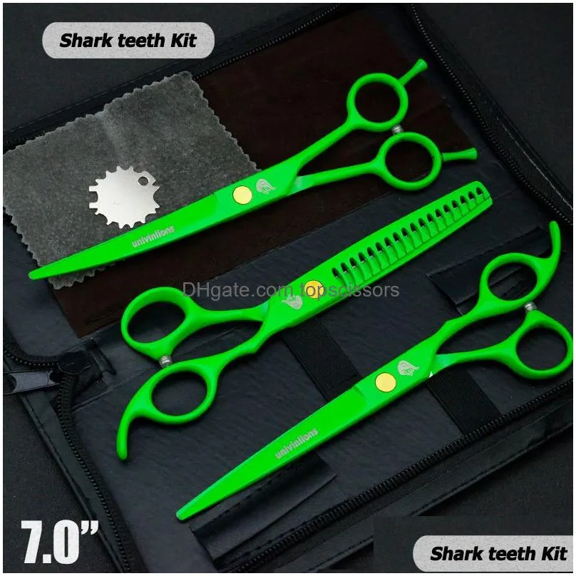 Hair Scissors 7 Inch Pet Dog Grooming Clippers Flat Teeth Thinning Pets Beauty Tools Dogs Cutting Set Up Curved Shears Drop Delivery P Dhfyq