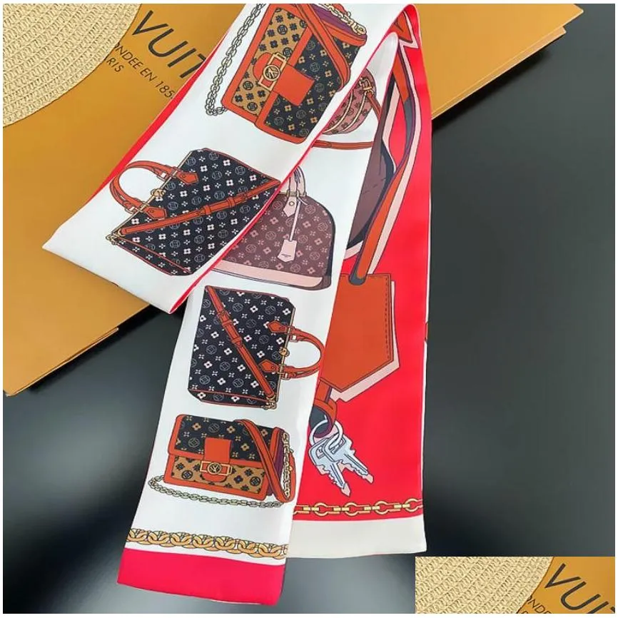 Korean Vintage Desinger Letters Flowers Print Bowknot Bags Scraf Scarves Charm Women Silk Handle Gloves Wraps Wallet Purse Handbag Bag Paris Shoulder Tote
