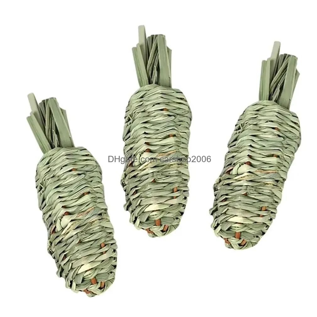 1 pc rabbit water grass radish toys natural hand-woven molar toy supplies for rabbit guinea pig chinchilla