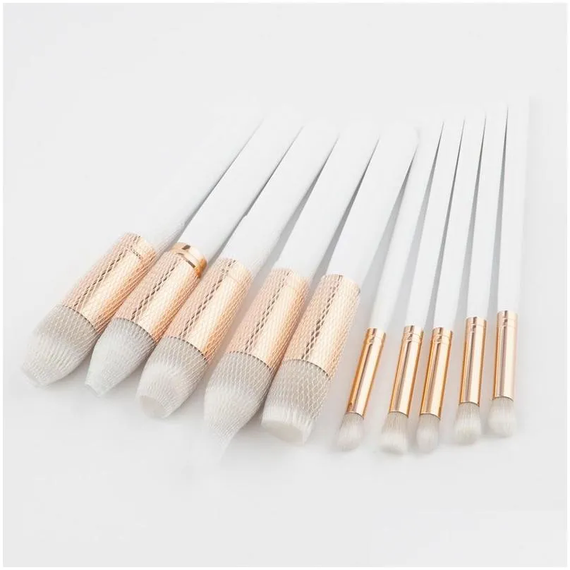 Professional Make Up Brushes Set 10/12pcs White Wood Handle Soft Cosmetic Facial Foundation Makeup Brush Kit with Retail Box Free DHL