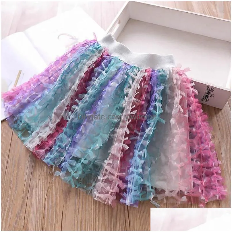 Clothing Sets Kids Designer Clothes Girls Skirts New Summer Rainbow Tutu Bowknot Skirt Dress Kid Drop Delivery Baby, Maternity Baby Dhb9J