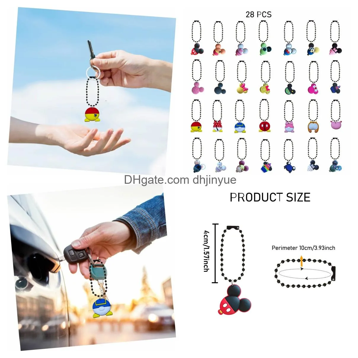 28pc cartoon keychain car decoration accessories cartoon pendant decoration bag key chain accessories for unisex