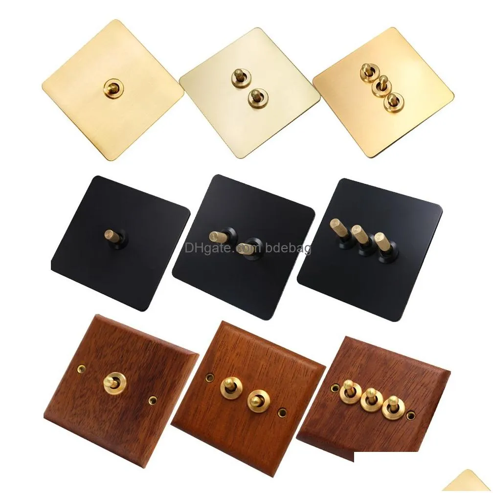 10a retro stainless steel wood brass toggle switch 1 2 3 gang wall lamp switch 86 type dual control light switch t200605298a