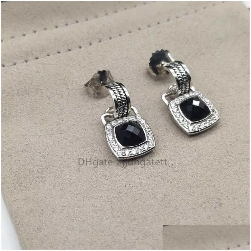 Designer Wholesale Earring Earrings and Cheap Luxury 90% Women Store Elegant Inlaid Black Small Off Cystal Zircon Dangler High Jewelry Banquet Wedding Birthday