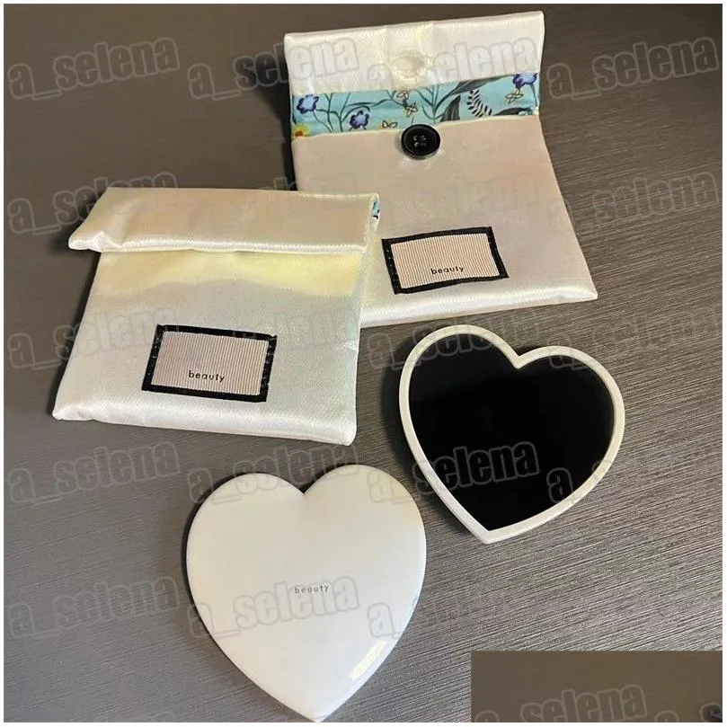 Brand Compact Mirrors Single Side Heart Shape Makeup Mirror With Laser Pouch Beauty Make Up Tools Accessories