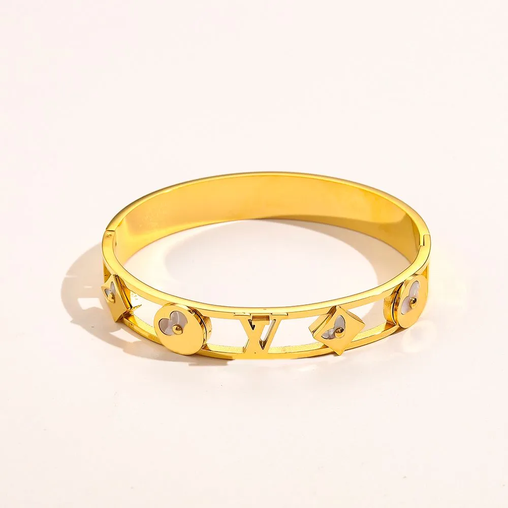 Branded Bracelets Women Bangle Designer Jewelry Gold Plated Stainless Steel Wedding Lovers Gift Bangles Wholesale ZG1163