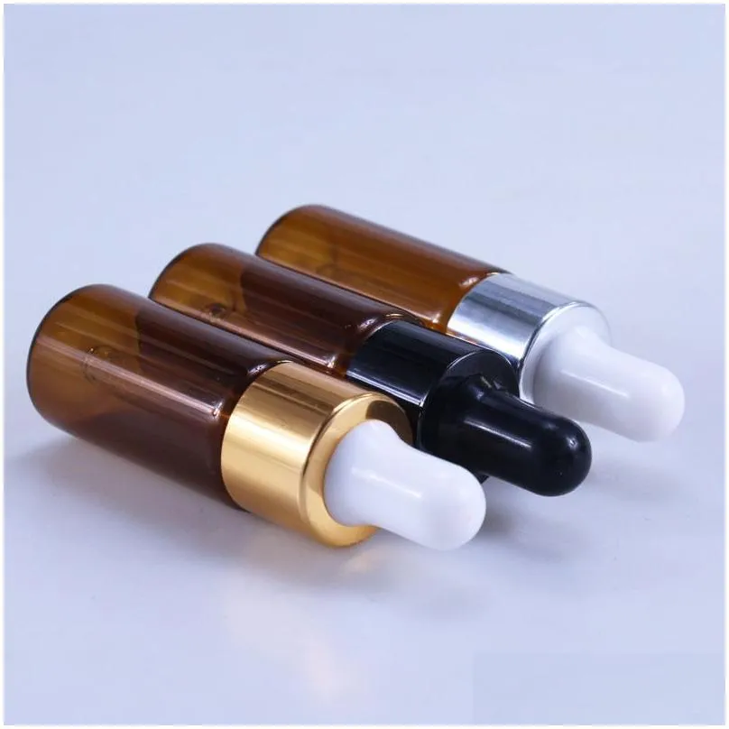 Perfume Bottle 50 pieces/batch 5ml 10ml 15ml 20ml amber glass dropper bottle with straw used for cosmetic perfume essential oil bottle