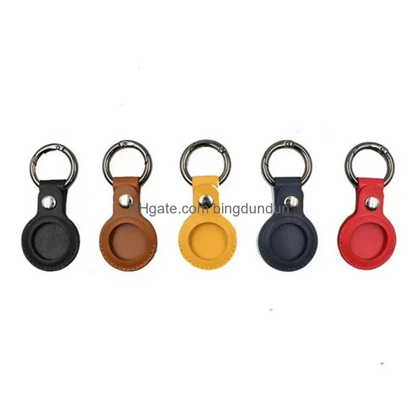 Colorful Leather Keychain Party Favor Anti-lost For Airtag Protector Bag All-inclusive keychain locator Individually Packaged Small