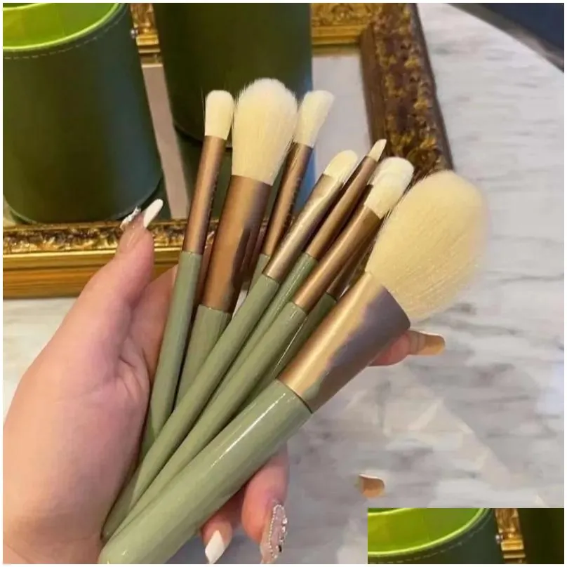 Luxury  Makeup Brushes Round Bucket 8pcs/set Cosmetic Tool Brushes Blush Eye shadow Palette Eye And Face Brush Makeup Tools Original Quality Super