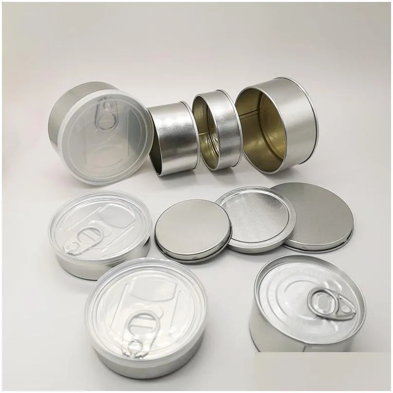 Tin can oem support stickers for storage containers with pull ring smell proof containers 100ML airtight with lid