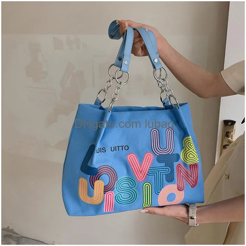 Shopping Bags Shop Luxury Designer Exhibition Canvas Bag Womens Large Capacity Ins Style Extremely Simple Shoder Fashion Tote Drop Del Ots4T
