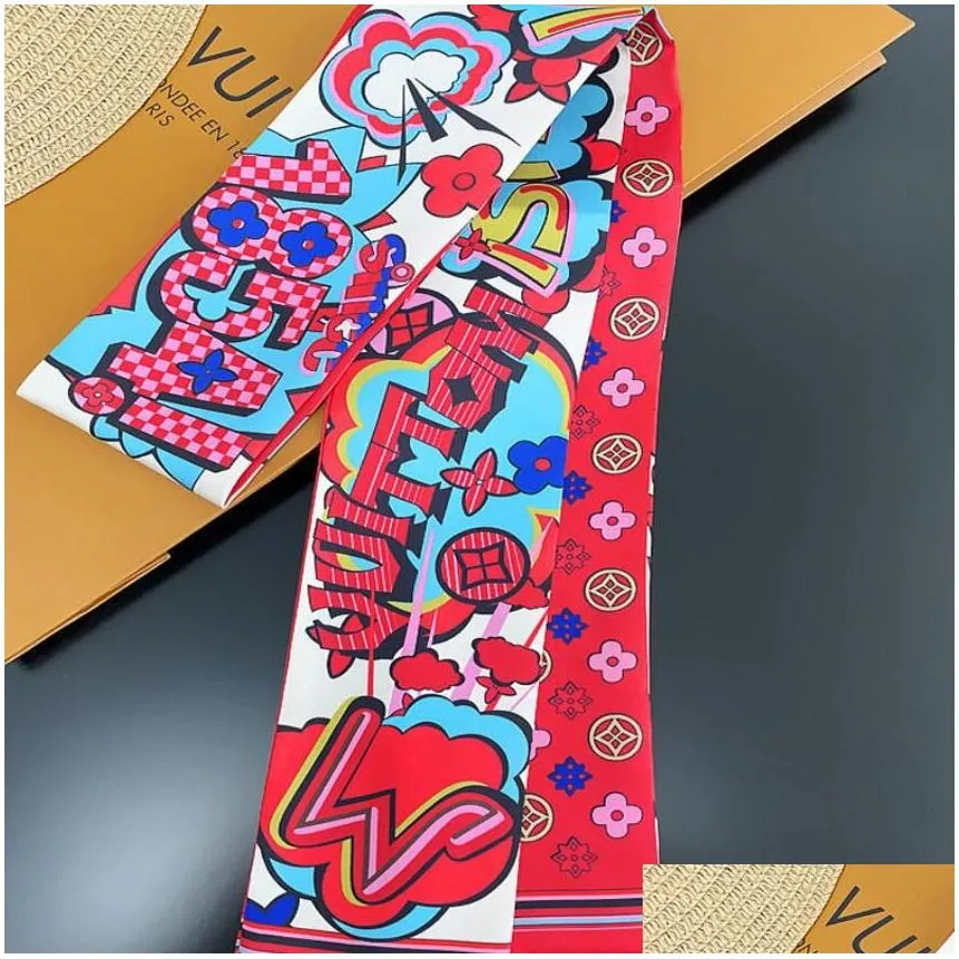 Korean Vintage Desinger Letters Flowers Print Bowknot Bags Scraf Scarves Charm Women Silk Handle Gloves Wraps Wallet Purse Handbag Bag Paris Shoulder Tote
