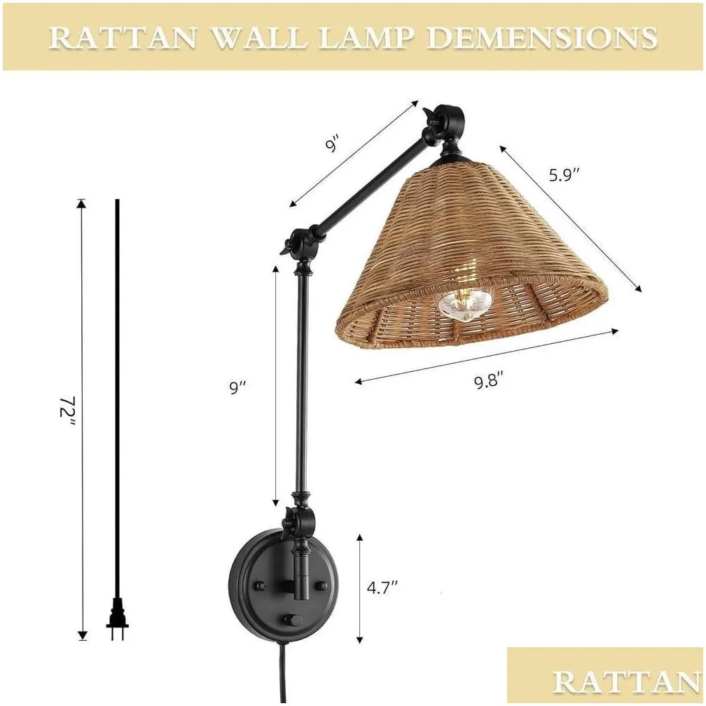Wall Lamps Elegant Handmade Brass Lamp Set With Adjustable Swinging Arm Perfect For Bedside Reading - Willow Vine Packaging Design 2 Dhazq