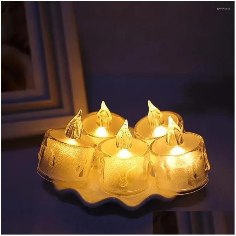 Table Lamps 24Pcs Acrylic Candles Light Romantic LED Flameless Night With Battery Candle Lamp Birthday Party