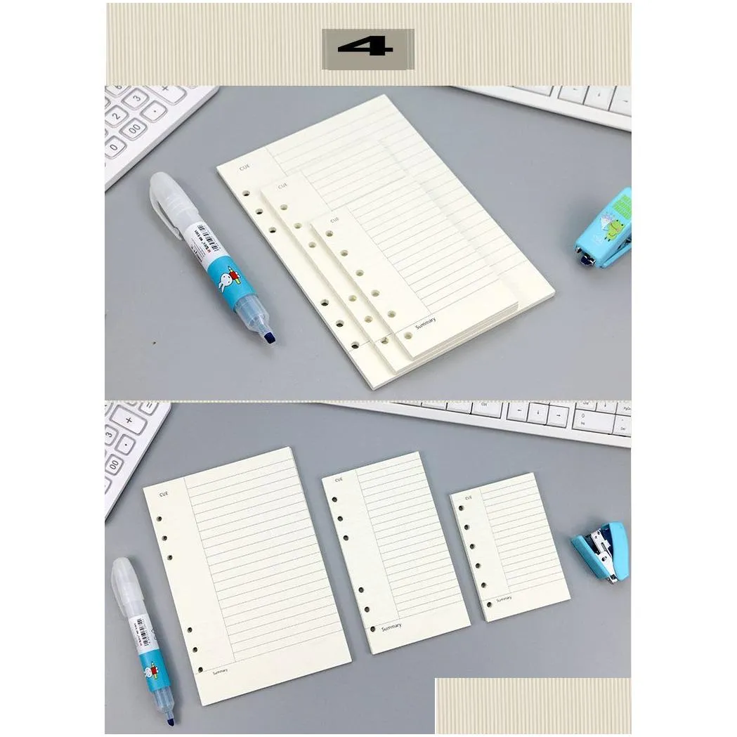 wholesale A5 A6 6 rings insert paper Product 90 pages loose-leaf Refill papers for journal Notebook monthly weekly planner budget binder