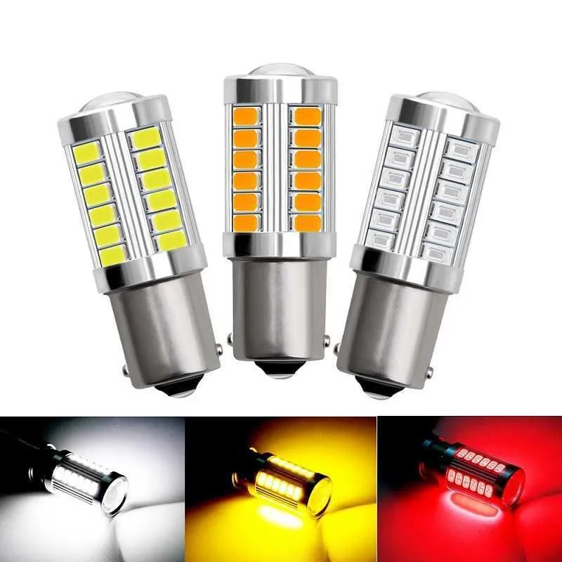 New 1 PCS PY21W P21/5W 1156 Ba15s 1157 Bay15d For Car LED Bulbs Turn Signal Light 12V 33SMD 7000K White Brake Reverse Parking Lamps