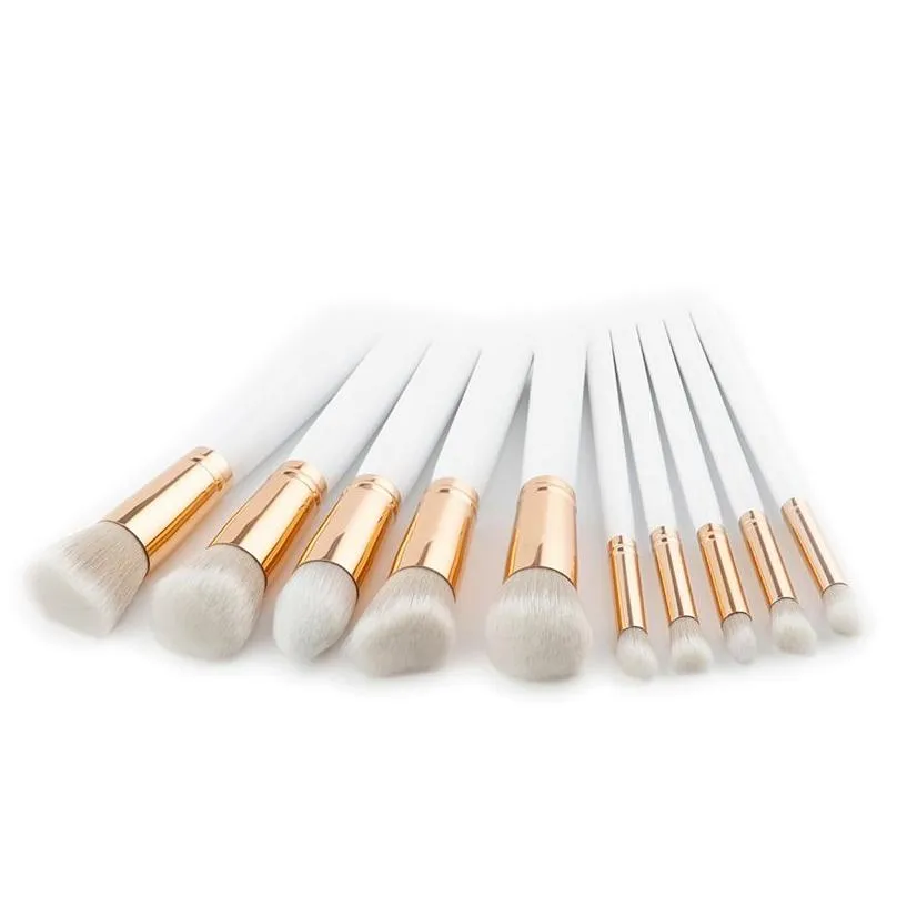 Professional Make Up Brushes Set 10/12pcs White Wood Handle Soft Cosmetic Facial Foundation Makeup Brush Kit with Retail Box Free DHL