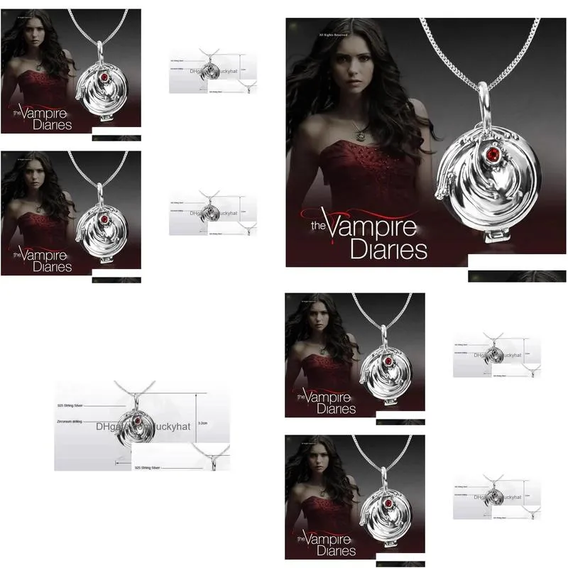 Pendant Necklaces 100% 925 Sterling Sier The Vampire Diaries Necklace Elena Verbena Locket Vervain Amet Drop Delivery Jewelry Pendants Dhdea