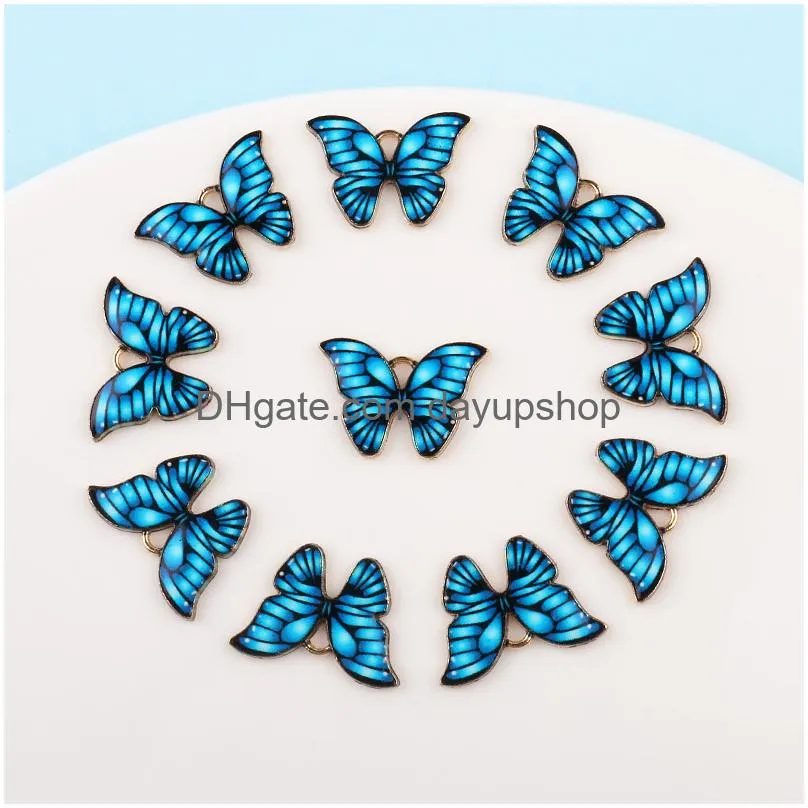 Charms Fashion Colorf Butterfly Clasp Diy Pendants Jewelry Accessories Alloy Drip Oil Keychain Drop Delivery Findings Components Otfvk