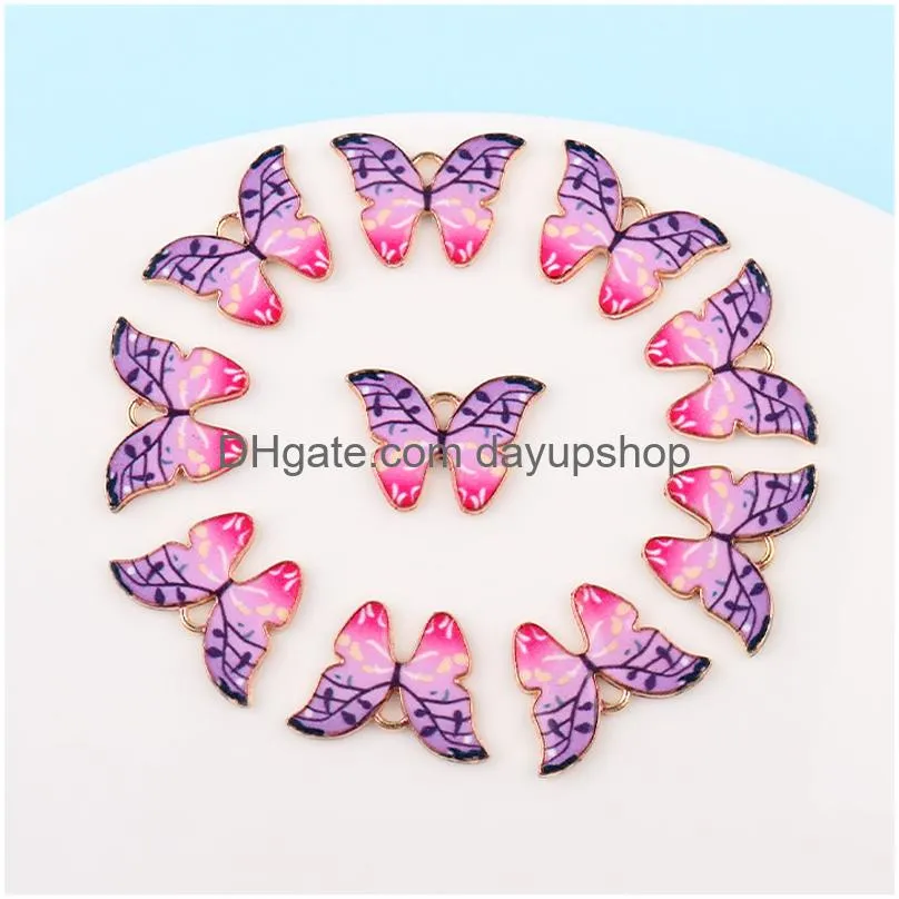 Charms Fashion Colorf Butterfly Clasp Diy Pendants Jewelry Accessories Alloy Drip Oil Keychain Drop Delivery Findings Components Otfvk