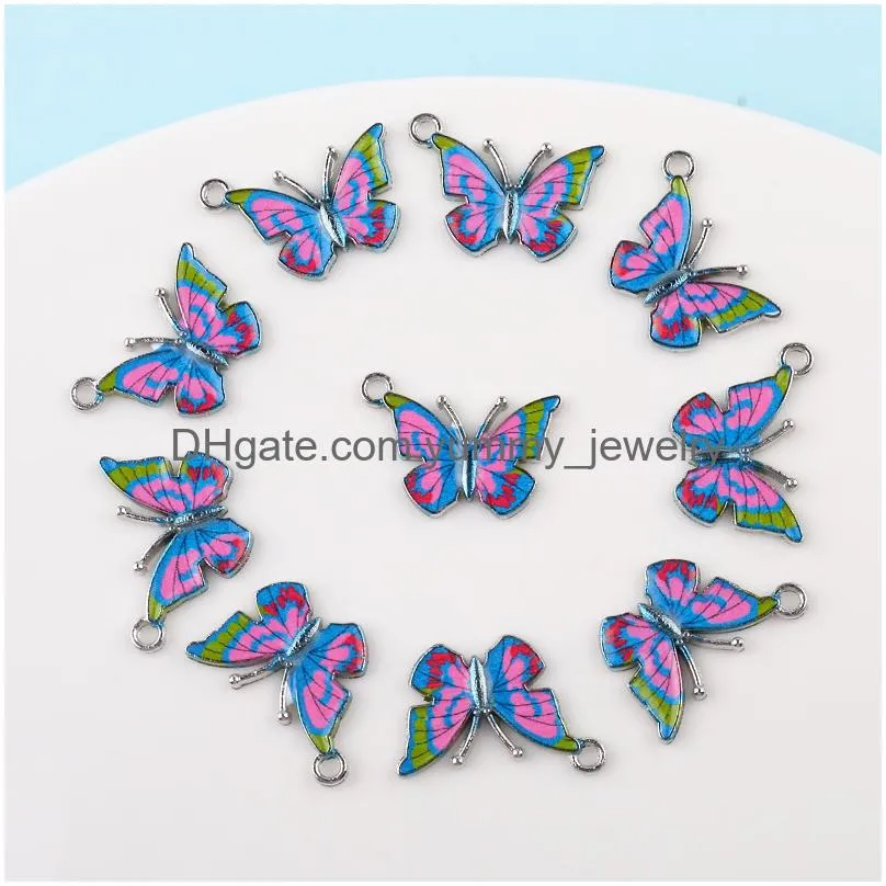 Charms Fashion Colorf Butterfly Clasp Diy Pendants Jewelry Accessories Alloy Drip Oil Keychain Drop Delivery Findings Components Ottjn