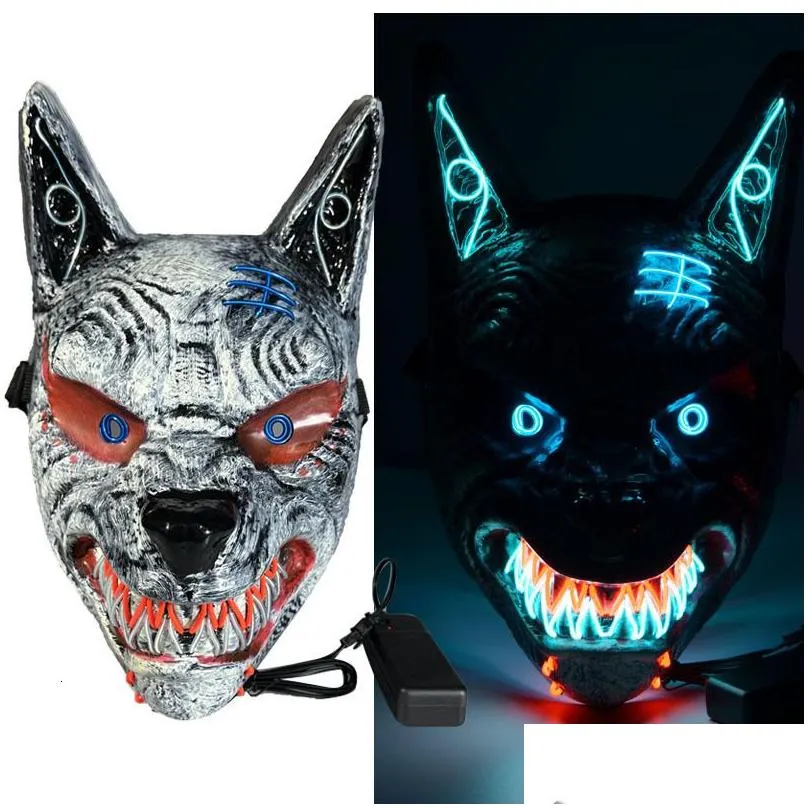 Party Masks Wolf Scary Animal LED Light Up for Men Women Festival Cosplay Halloween Costume Masquerade Parties Carnival 230321