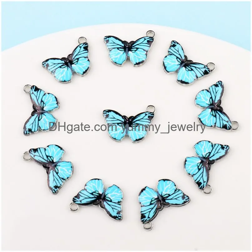 Charms Fashion Colorf Butterfly Clasp Diy Pendants Jewelry Accessories Alloy Drip Oil Keychain Drop Delivery Findings Components Otmnl