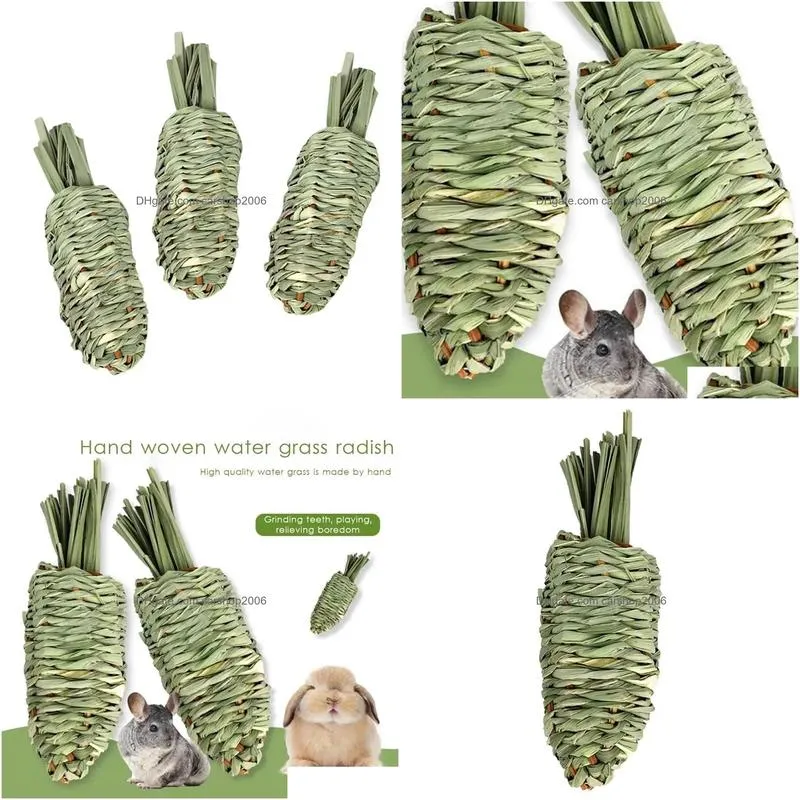 1 pc rabbit water grass radish toys natural hand-woven molar toy supplies for rabbit guinea pig chinchilla