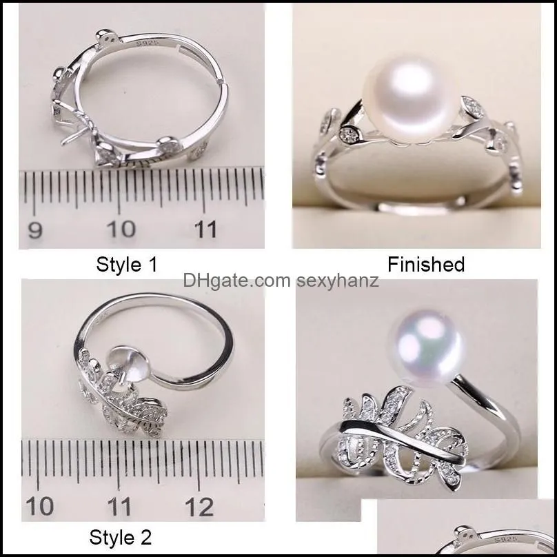 Jewelry Settings New Design Pearl Ring Sier Rings Shiny Zircon For Women Fashion Adjustable Size Gift Drop Delivery Dhgarden Dhs3F
