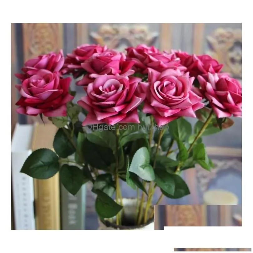 Decorative Flowers Wreaths French Romantic Artificial Rose Flower Diy Veet Silk For Party Home Wedding Holiday Decoration Gb527 Dr