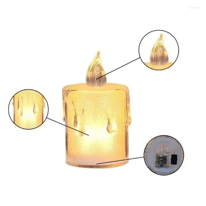 Table Lamps 24Pcs Acrylic Candles Light Romantic LED Flameless Night With Battery Candle Lamp Birthday Party