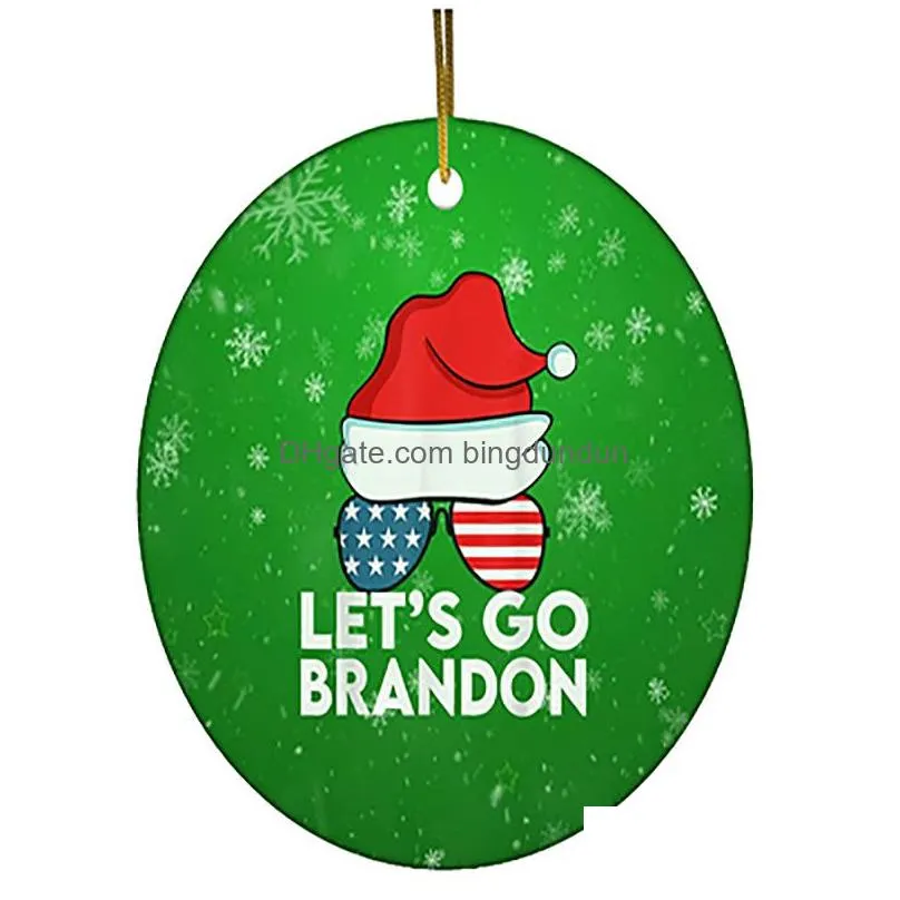 Lets Go Brandon Acrylic Pendants Christmas Decorations Ornaments FJB Pendant Xmas Tree Hanging Party Gift 18 Styles