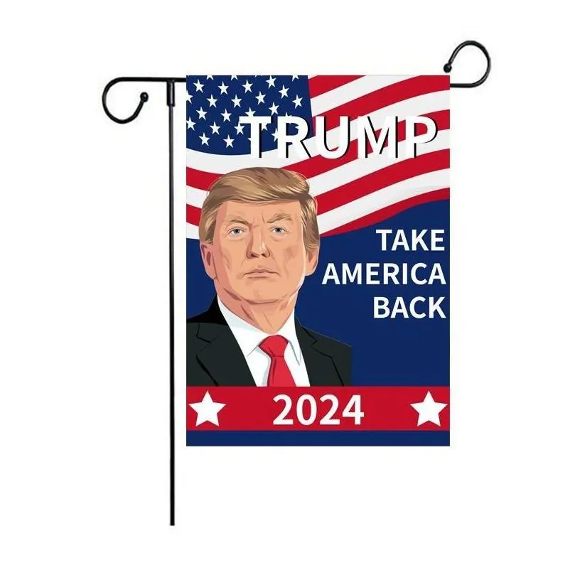 Banner Flags 30X45Cm Trump Garden Flag 2024 New Design Amercia President Campaign Banners Make America Great Again Polyester Flags D