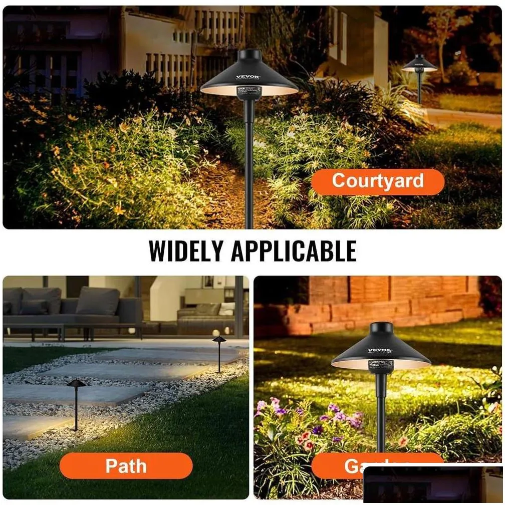 Solar Wall Lights Vevor 12 Pack Low Voltage Landscape - 3W 210Lm 12V/24V Ac/Dc Outdoor Led Way Lighting 3000K Warm White Walkway Qui Dh2Ve