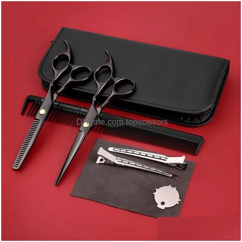 Hair Scissors Professional Hairdressing Set Barber Thinning Shears Cutting Tool Hairdresser 240228 Drop Delivery Dhvee