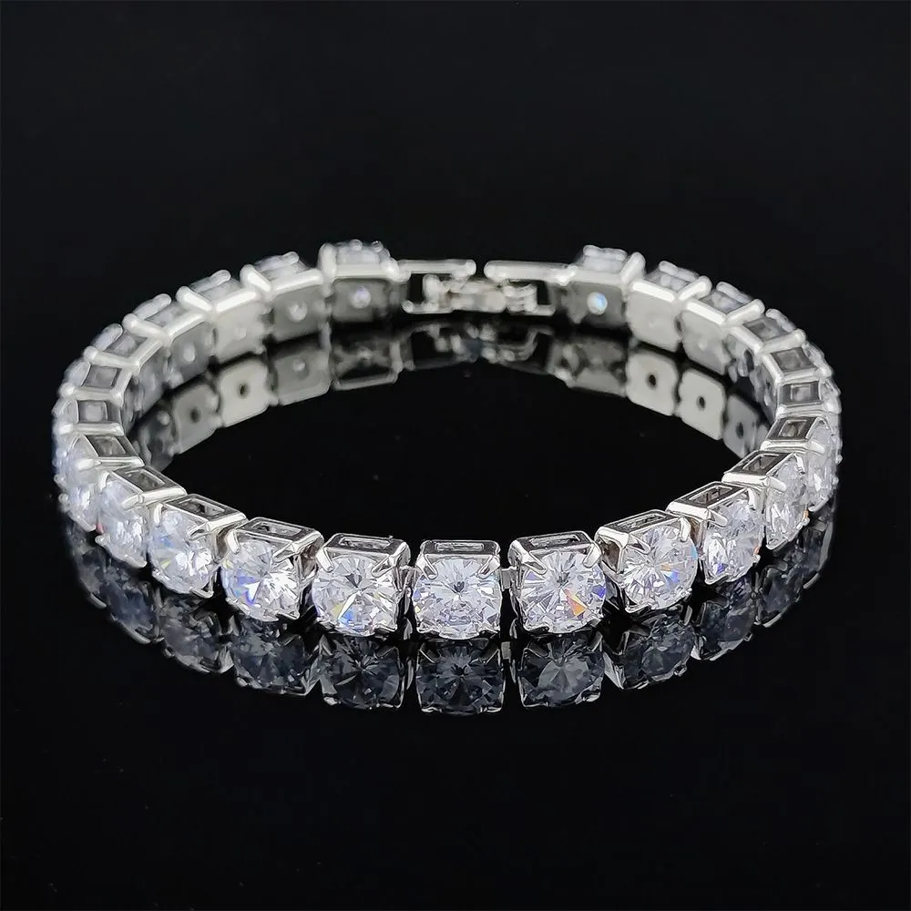 Trendy Bracelet 14K White Gold Filled Engagement Wedding Bangle Bracelets For Women Men Tennis AAAAA Zircon Party Jewelry