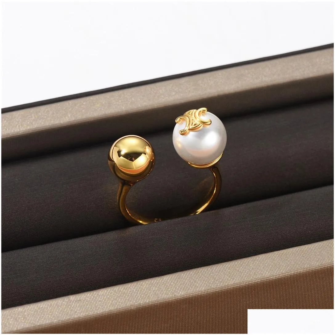 18k gold simple bead open designer ring for women brand luxury pearl ball Chinese finger moissanite engagement wedding love rings anillos